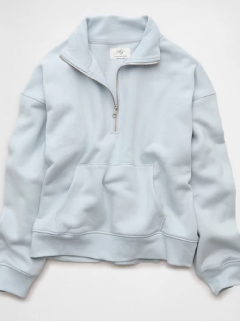 American Eagle AE Everyday Luxe Quarter Zip Sweatshirt Size M Light Blue
